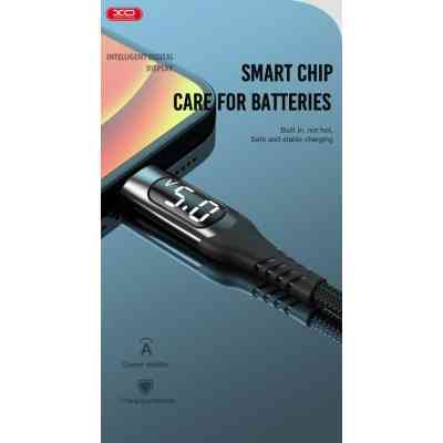Дата кабель USB 2.0 AM to Lightning 1.0m 2.4A LED black XO (NB162-L-1-BK) Винница