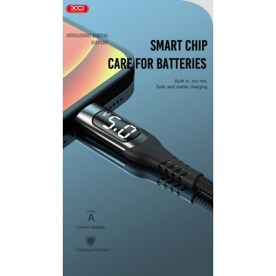 Дата кабель USB 2.0 AM to Lightning 1.0m 2.4A LED black XO (NB162-L-1-BK) Вінниця - фото 5