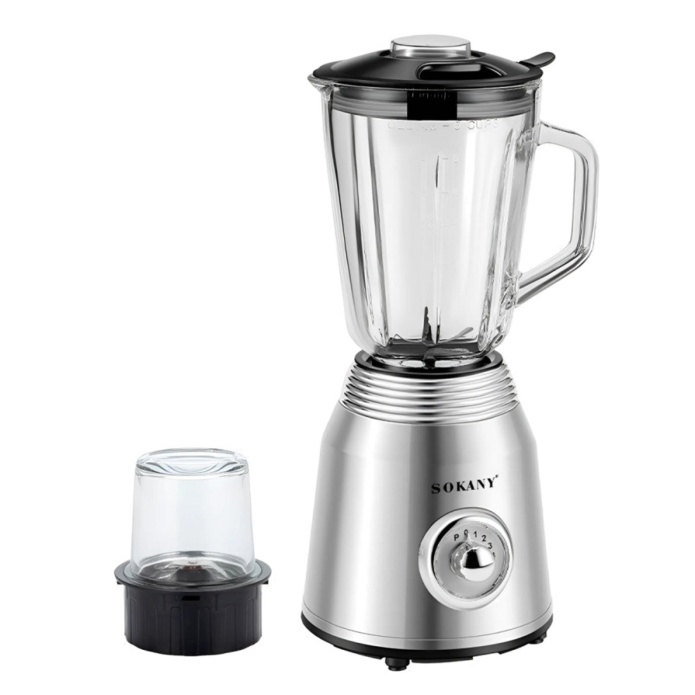 Блендер зі скляною чашею 1.5 літра для коктейлів та смузі портативний 4 режими швидкості 800 Вт Sokany SK186SS Коломыя - изображение 1