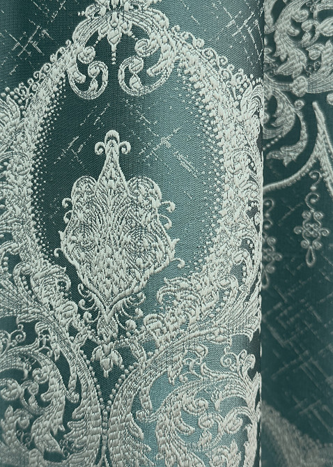 Комплект штор на люверсах VR-Textil Парча № 1777ш Бірюзовий з молочним 155х270 см 2 шт (37-0262) Київ - фото 6