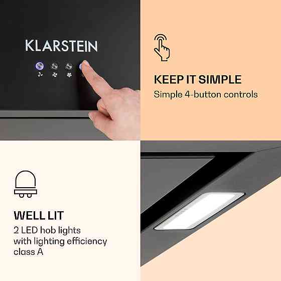 Островная вытяжка с люстрой 596 м³/ч Светодиодная панель EEC A черная (Германия, читать описание) Ровно