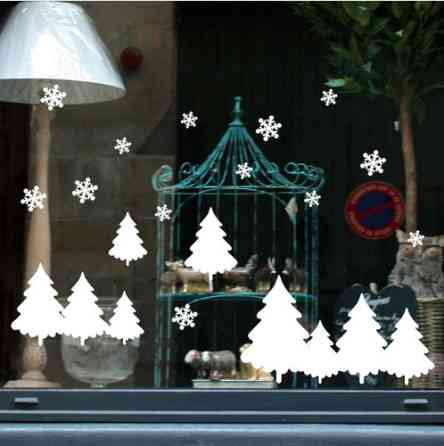 Наклейки на окна новогодние Ёлочки 35 на 25 см белый Киев