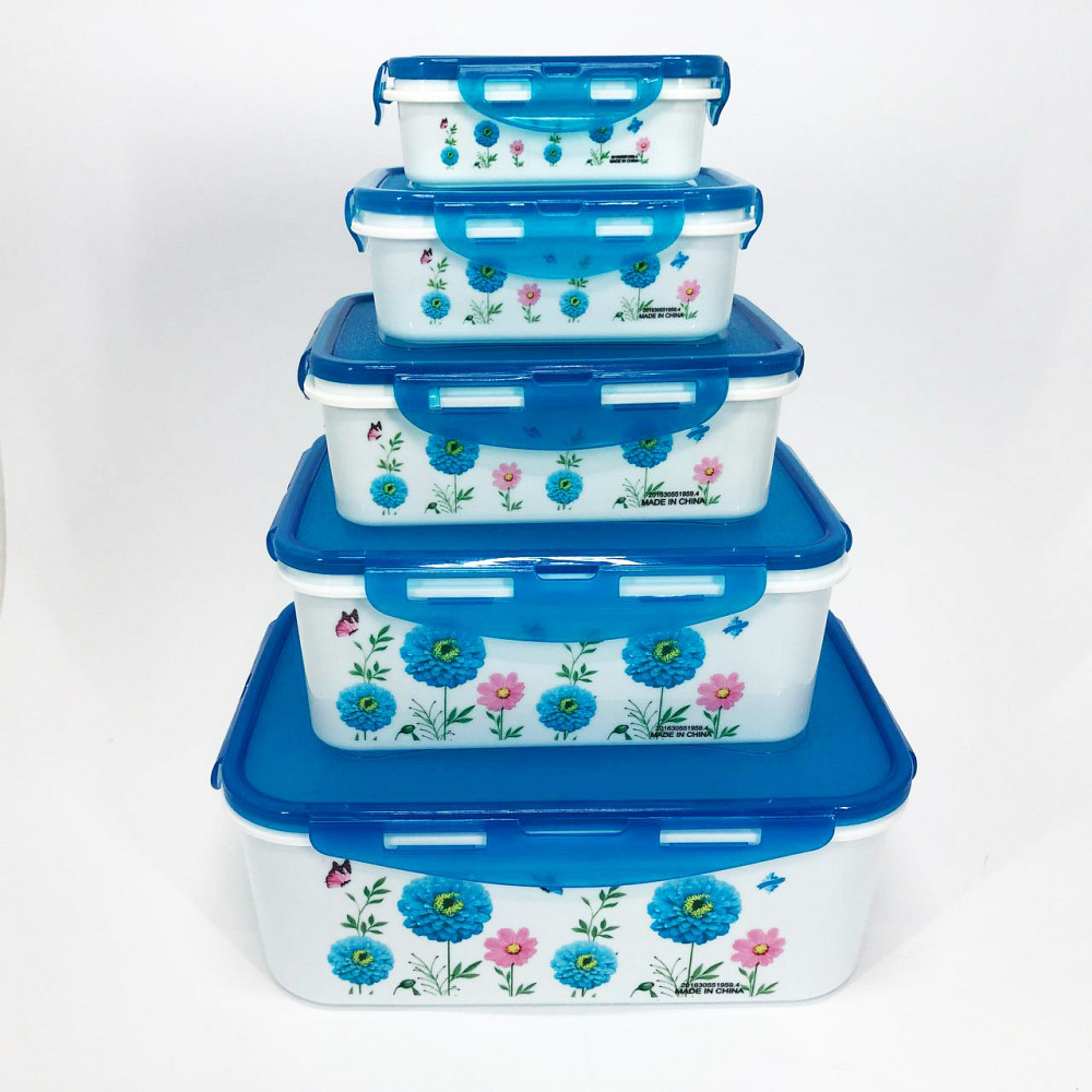 Набор контейнеров UNIQUE UN-1514 5шт. Цвет: голубой ZO-53 Львов - изображение 3