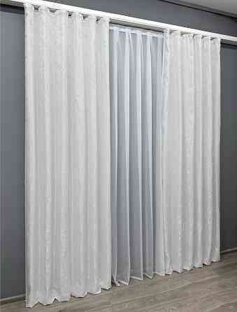 Комплект готових штор VR-Textil Жакард Мармур Al1 № 1300ш Білий 100х270 см 2 шт (31-573) Київ