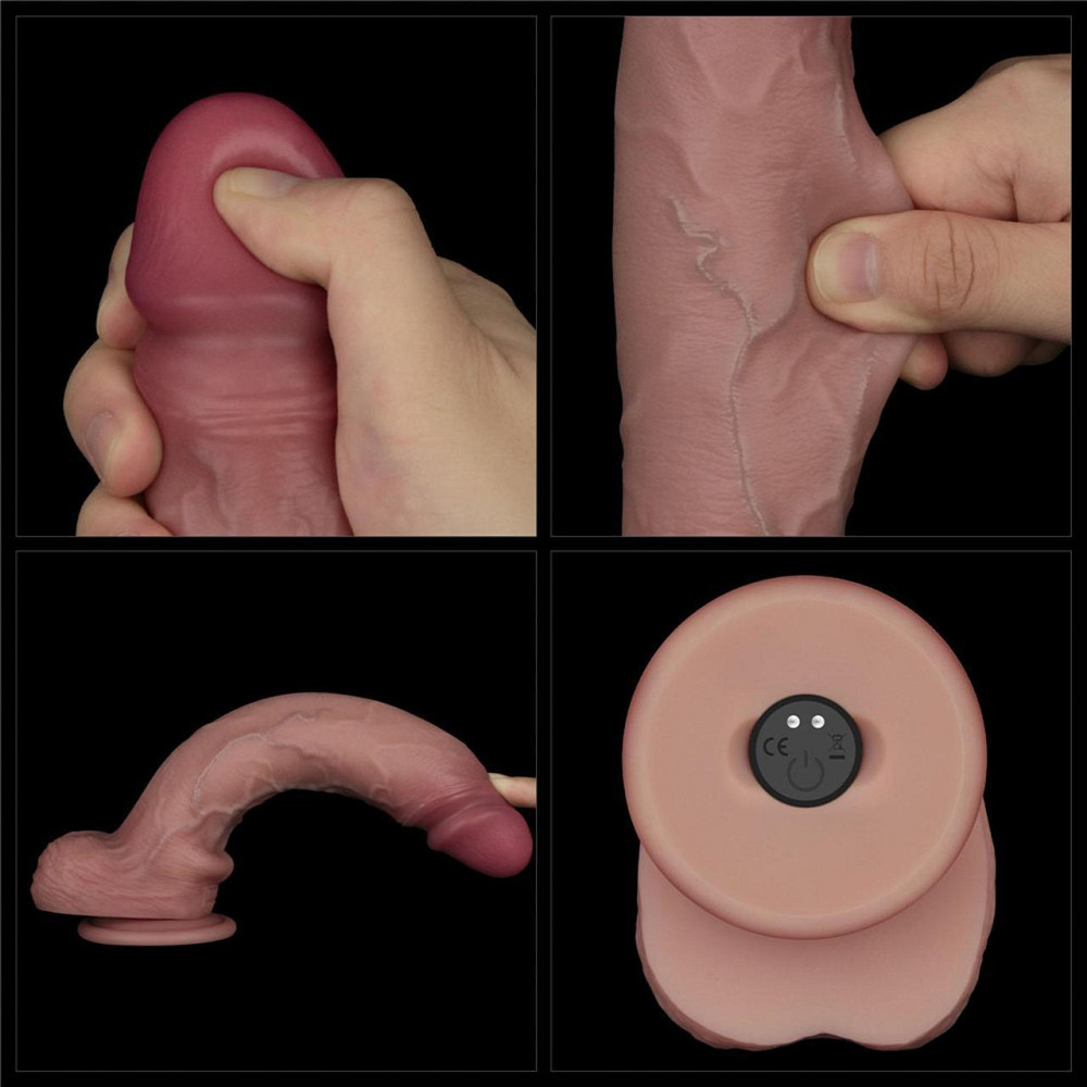 Реалістичний вібратор - Vibrating Sliding Skin Pro II Dual Layer Silicone Dong 10" Flesh Sex Aura Київ - фото 7