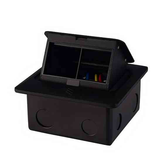 Розетковий люк підлоговий LIVOLO чорний, вбудований у підлогу, пустий корпус без розеток для наповнення будь-якими модулями, з кришкою, IP44, алюміній Коломыя