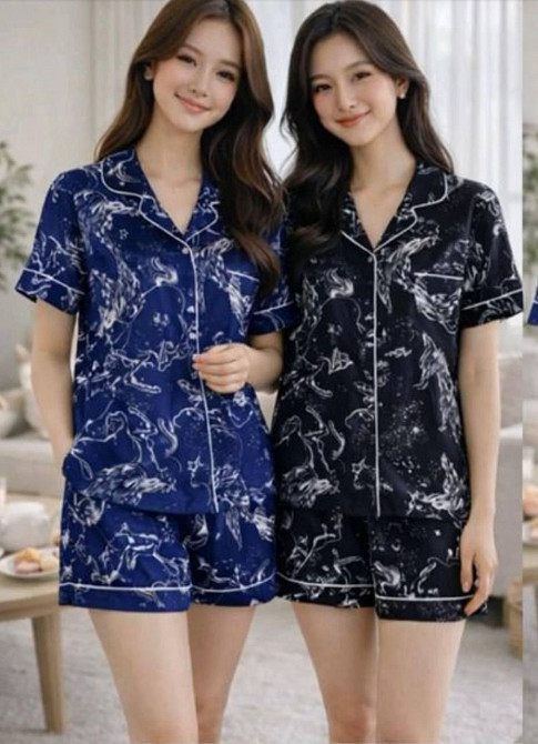 Жіночий домашній комплект-двійка з принтом бамбук Темно-синій, 46/48 Одеса - фото 2