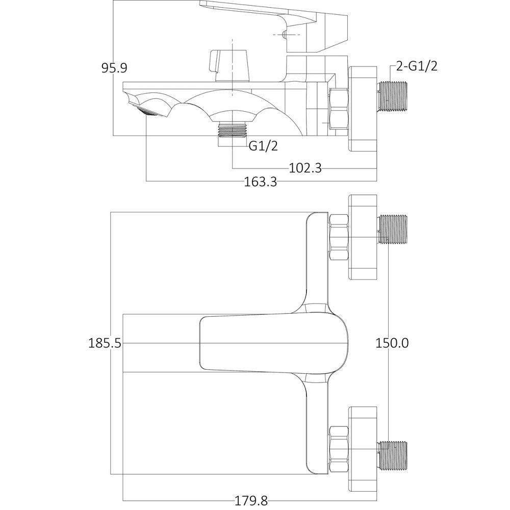 Смеситель для ванны Globus Lux BONN GLB-0102N (000028493) Киев - изображение 7