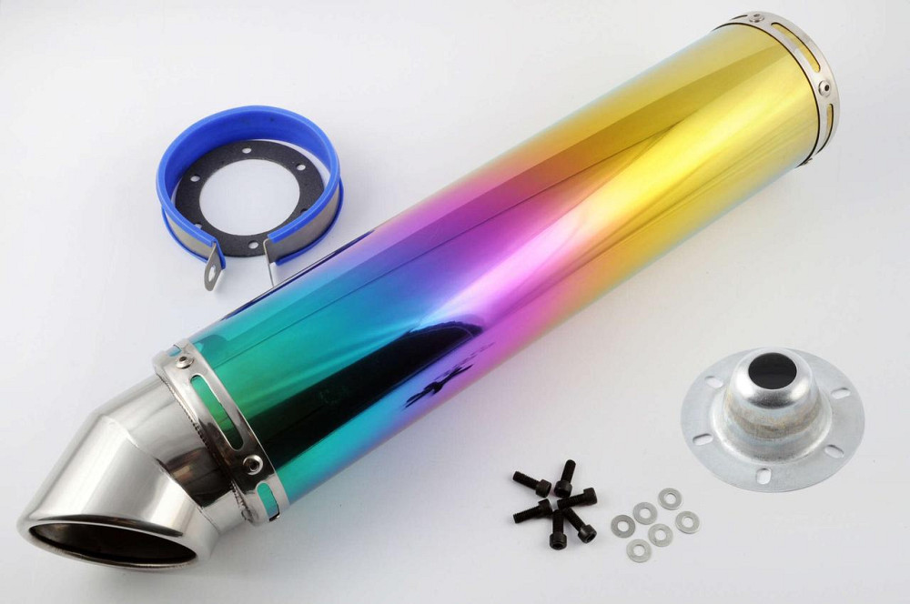 Глушитель (тюнинг) 420*10 см, креп. Ø78mm (нержавейка, радуга, прямоток, mod:27) Мукачево - изображение 1