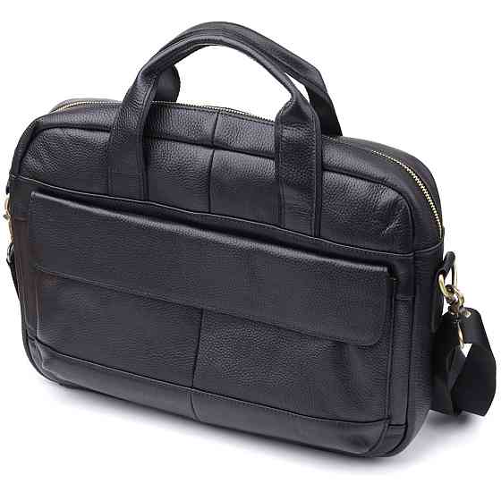 Практичный портфель для мужчин из натуральной кожи Vintage 23041 Черный Киев