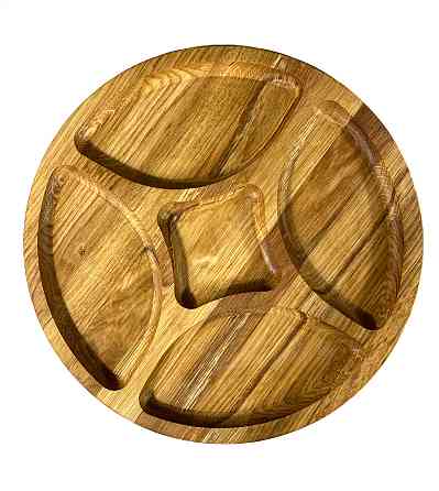 Деревянная тарелка из натурального дерева диаметр 30 см, высота 2 см, тарелка для закусок Каменец-Подольский