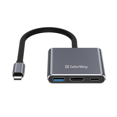 Концентратор ColorWay USB-C 3-in-1 USB 3.0 + HDMI 4K + USB-C PD100W (CW-HUB08) Вінниця - фото 9