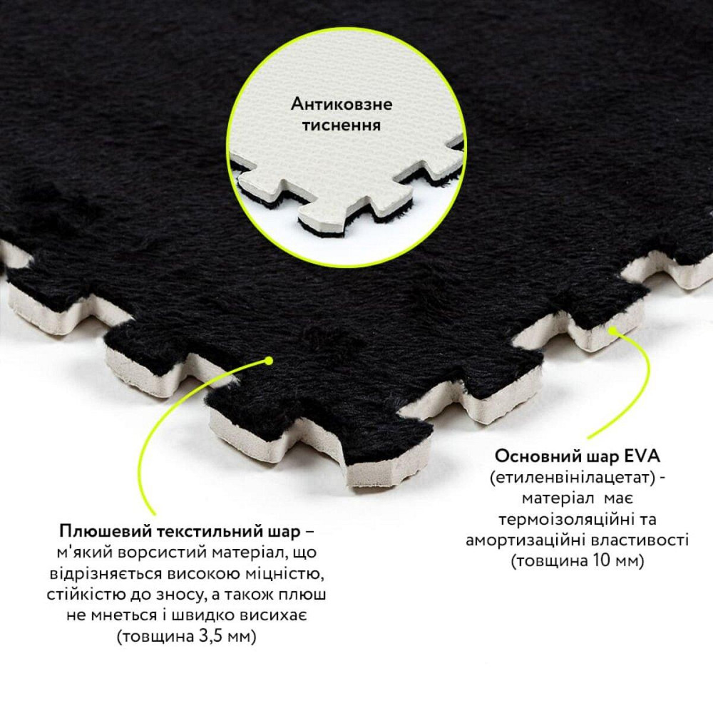 Пол-пазл плюшевый ЧЕРНЫЙ 60*60*1cm (D) SW-00002079 Днепр - изображение 4