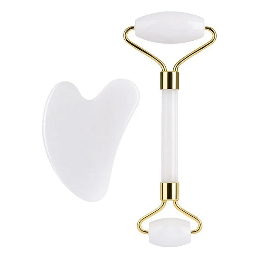 Набір для обличчя з білого нефриту: роликовий масажер і скребок Гуаша Reclaire cosmetics Київ - фото 8