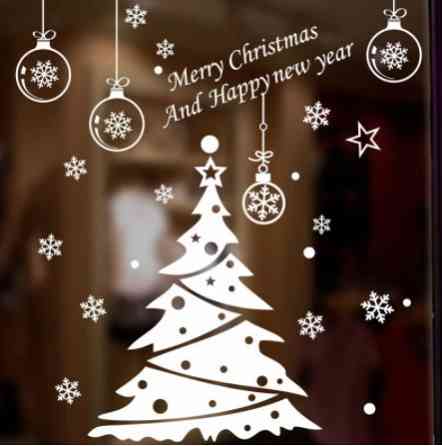 Новогодняя наклейка Елка виниловая 30 на 45 см белый Киев