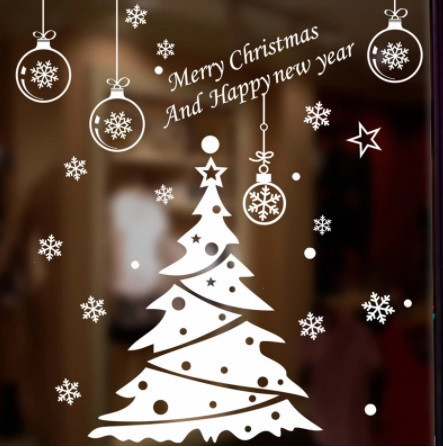 Новогодняя наклейка Елка виниловая 30 на 45 см белый Киев - изображение 2