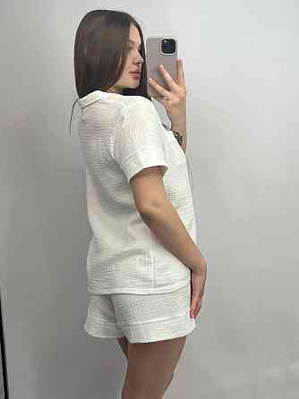 Муслінова жіноча піжама з шортами Молочний L Харків