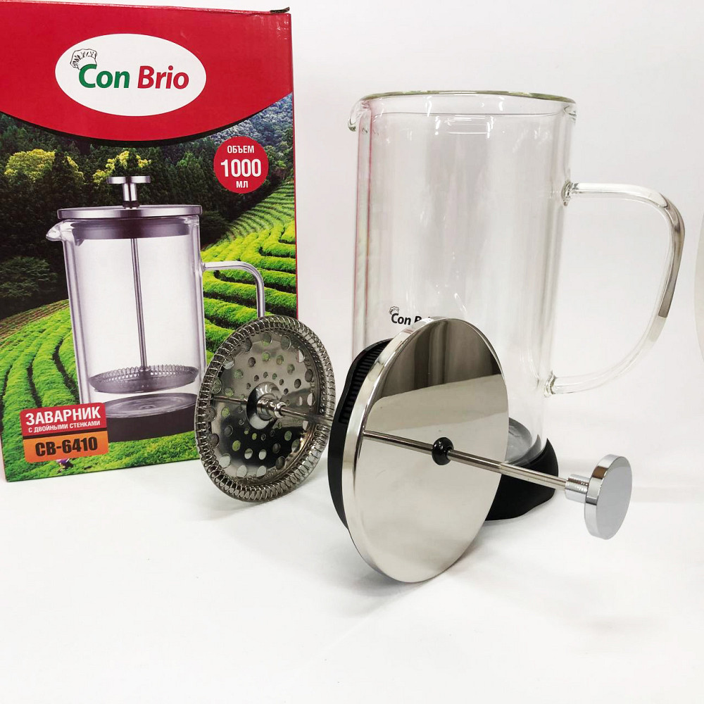 Приготовление чая с помощью пресс-заварника Con Brio 1л CB-6410 1 л, Простой френч-пресс SI-47 Львов - изображение 5