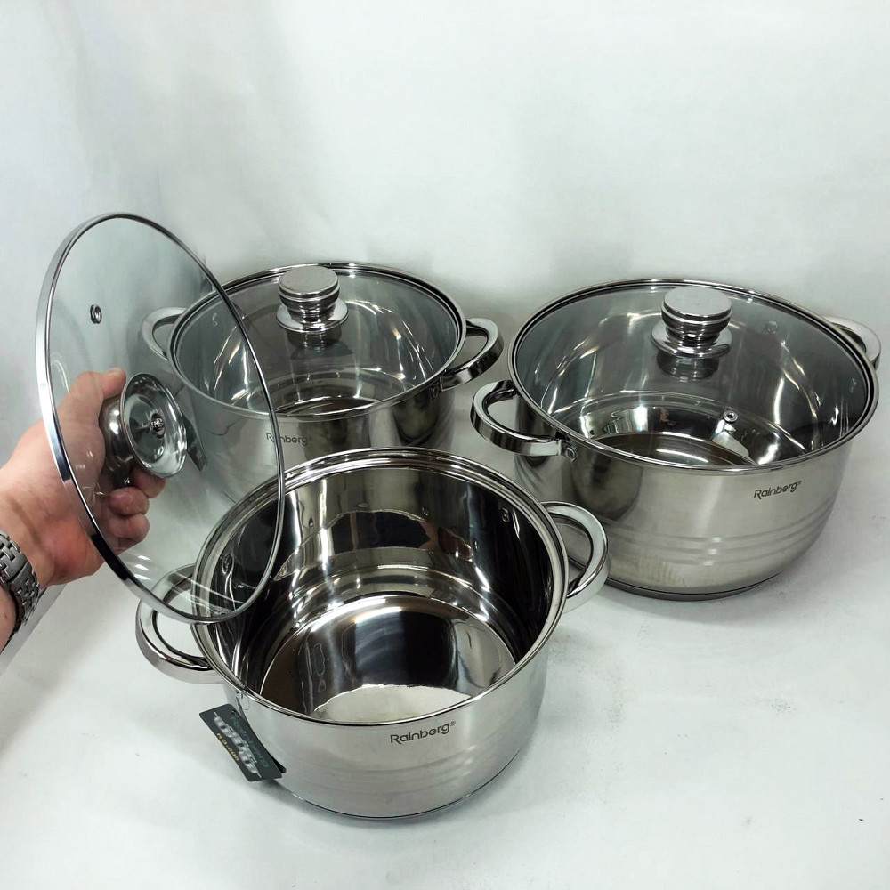 Набор кастрюль хорошего качевства Rainberg RB-605 8 шт, Набор кастрюль для электроплиты RD-25 Львов - изображение 6