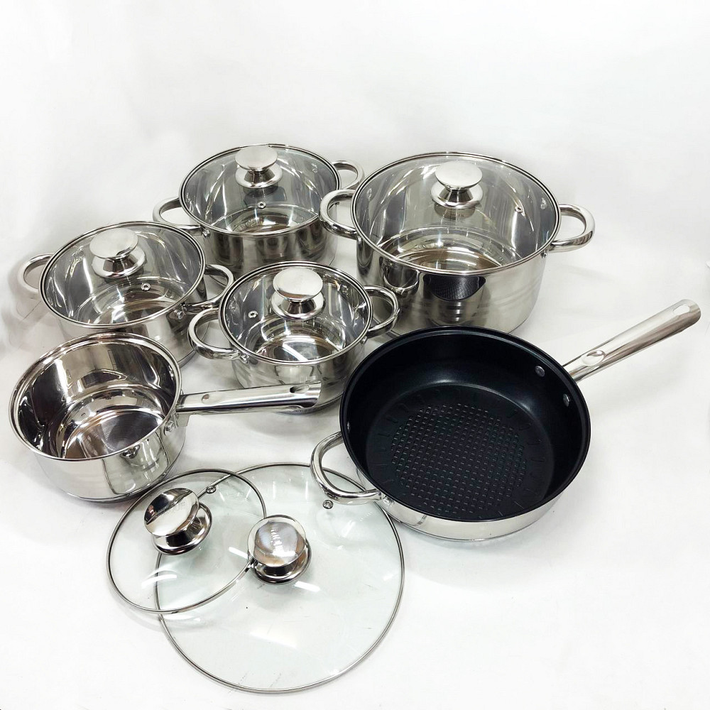 Набор кастрюль для плит UNIQUE UN-5037 12шт, Набор кастрюль-сотейников посуды для любых плит NF-22 Львов - изображение 3