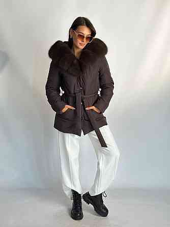 Женский пуховик Oslo с мехом финского песца Шоколад, 52, Т.Соболь Харьков