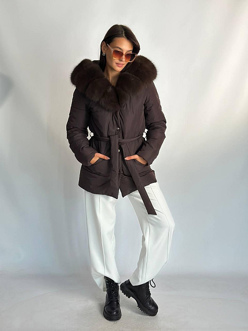 Жіночий пуховик Oslo з хутром фінського песця Шоколад, 52, Т.Соболь Харків - фото 2