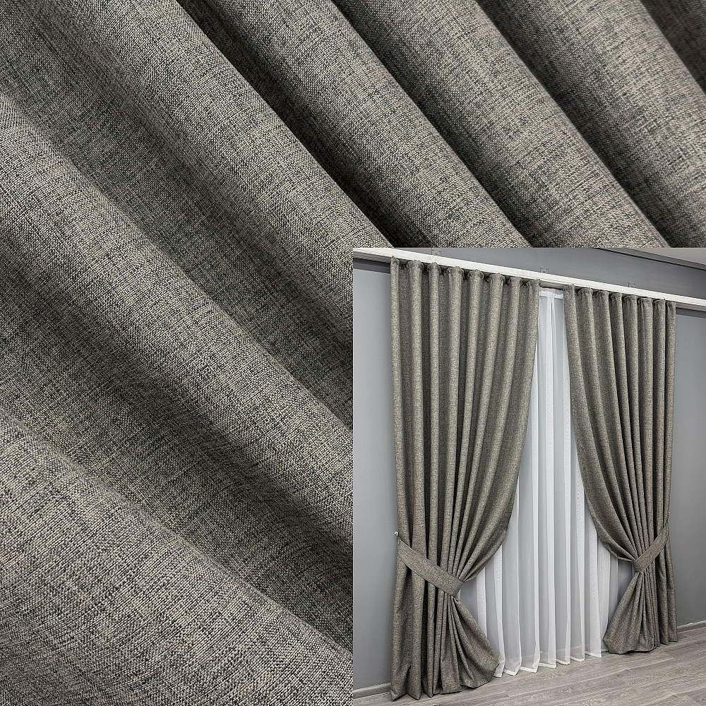 Комплект готових штор VR-Textil Льон ALORA-TON № 1871ш Сірий 150х290см 2 шт (33-0832) Київ - фото 1