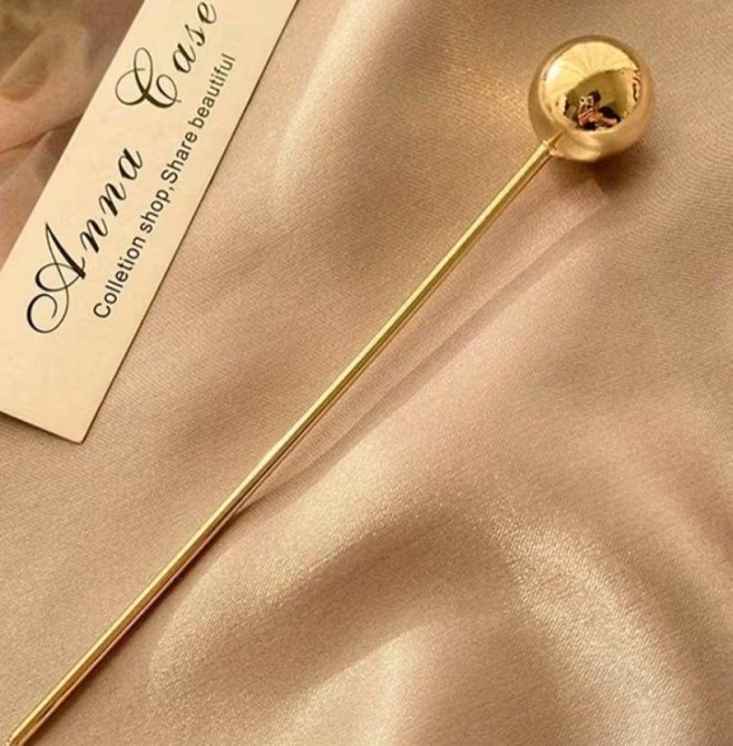 Шпильки для волос металлические золотые 2 шт геометрические палочки для прически аксессуар Киев - изображение 5