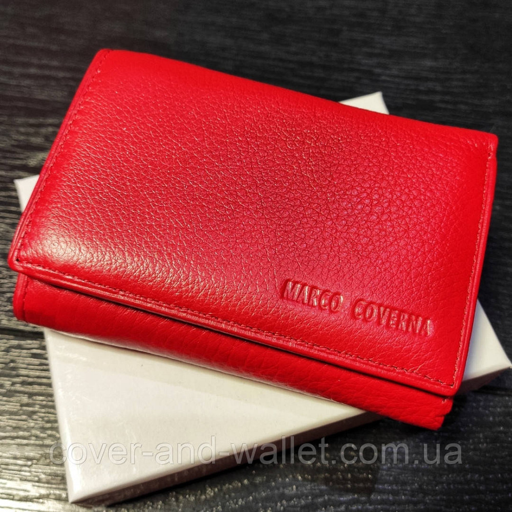 Компактный кожаный женский кошелек на магнитах красного цвета Marco Coverna 1419 Киев - изображение 1