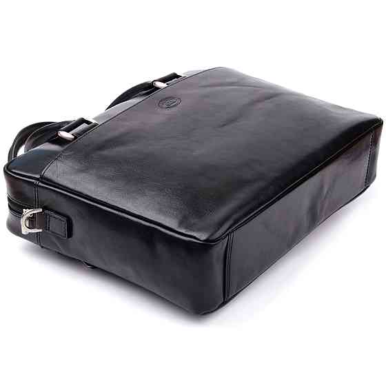 Вместительный мужской портфель с отделением для ноутбука из гладкой натуральной кожи Tony Perotti 20859_1 (9637-38 nero) Черный Киев