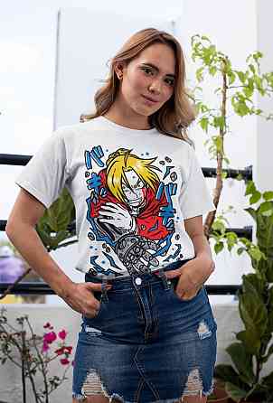 Футболка з аніме принтом Сталевий алхімік оверсайз (S/M/L) Чорний AnimeJ0544 Дніпро