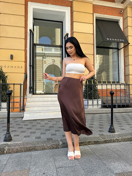 Жіноча шовкова спідниця Silk 54-56, Шоколадний Київ - фото 1