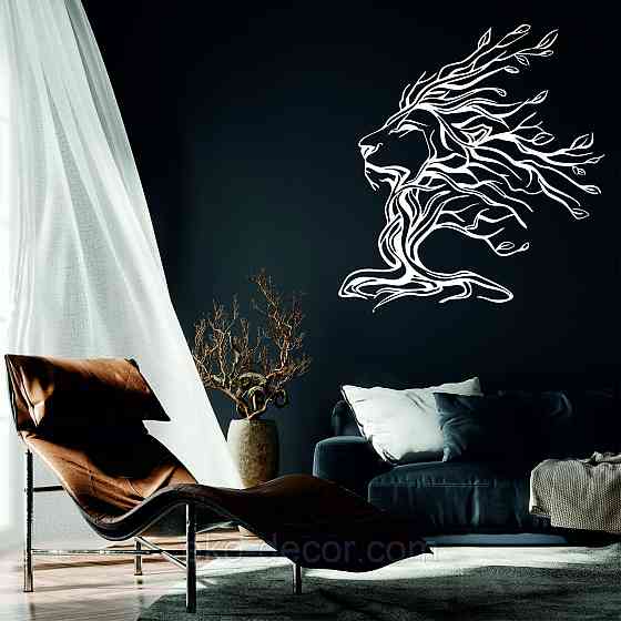 Декоративное настенное 3D Панно «Лев» Декор на стену с объемом 70*64 см, Белый Киев