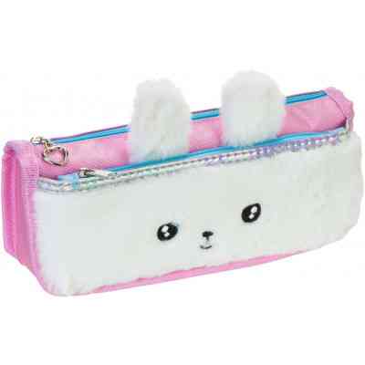 Пенал Cool For School плюшевий 2 відділення білий (CF86976) Вінниця