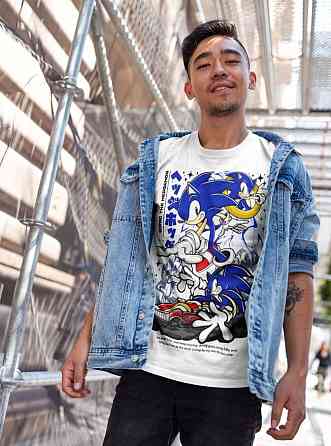 Футболка для хлопчика з аніме принтом Схадов Хедгехог Хероес Сонік оверсайз (зріст від 165 до 180) Чорний AnimeJ1198m Дніпро