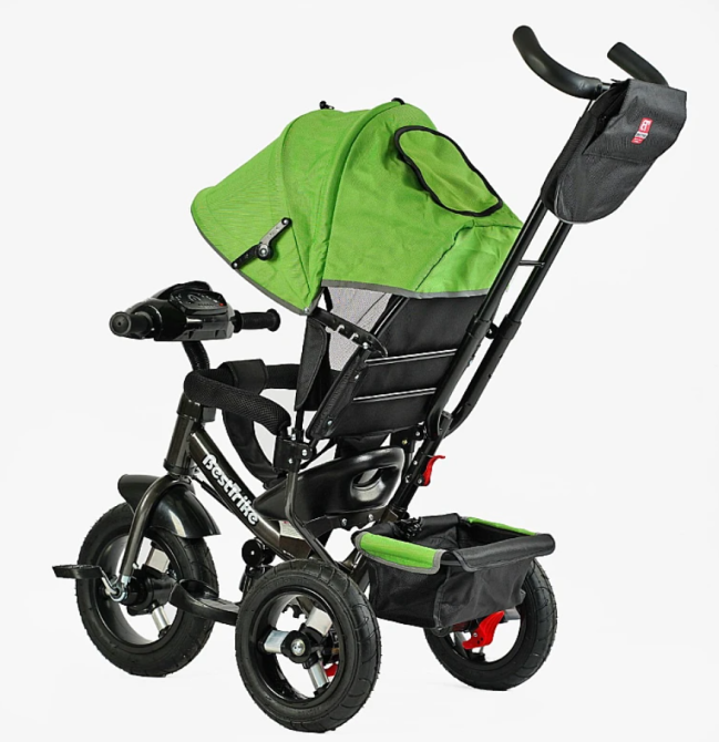 Велосипед триколісний Best Trike з батьківською ручкою надувні колеса Зелений (34-820) Чернігів - фото 2