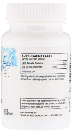 Цинк Пиколинат 15мг Thorne Zinc Picolinate 60 капс Киев