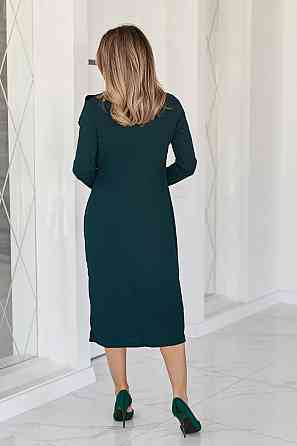 Приталене мідіплаття з воланом "Aiza" Норма та батал Темно-зелений, 42-44 Київ