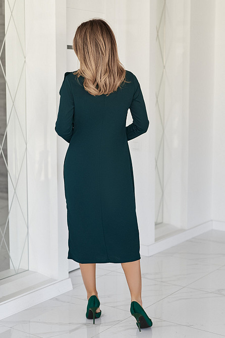Приталене мідіплаття з воланом "Aiza" Норма та батал Темно-зелений, 42-44 Київ - фото 3