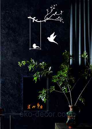 Декоративное настенное Панно «Птички», Декор на стену 50*40 см, Белый Киев