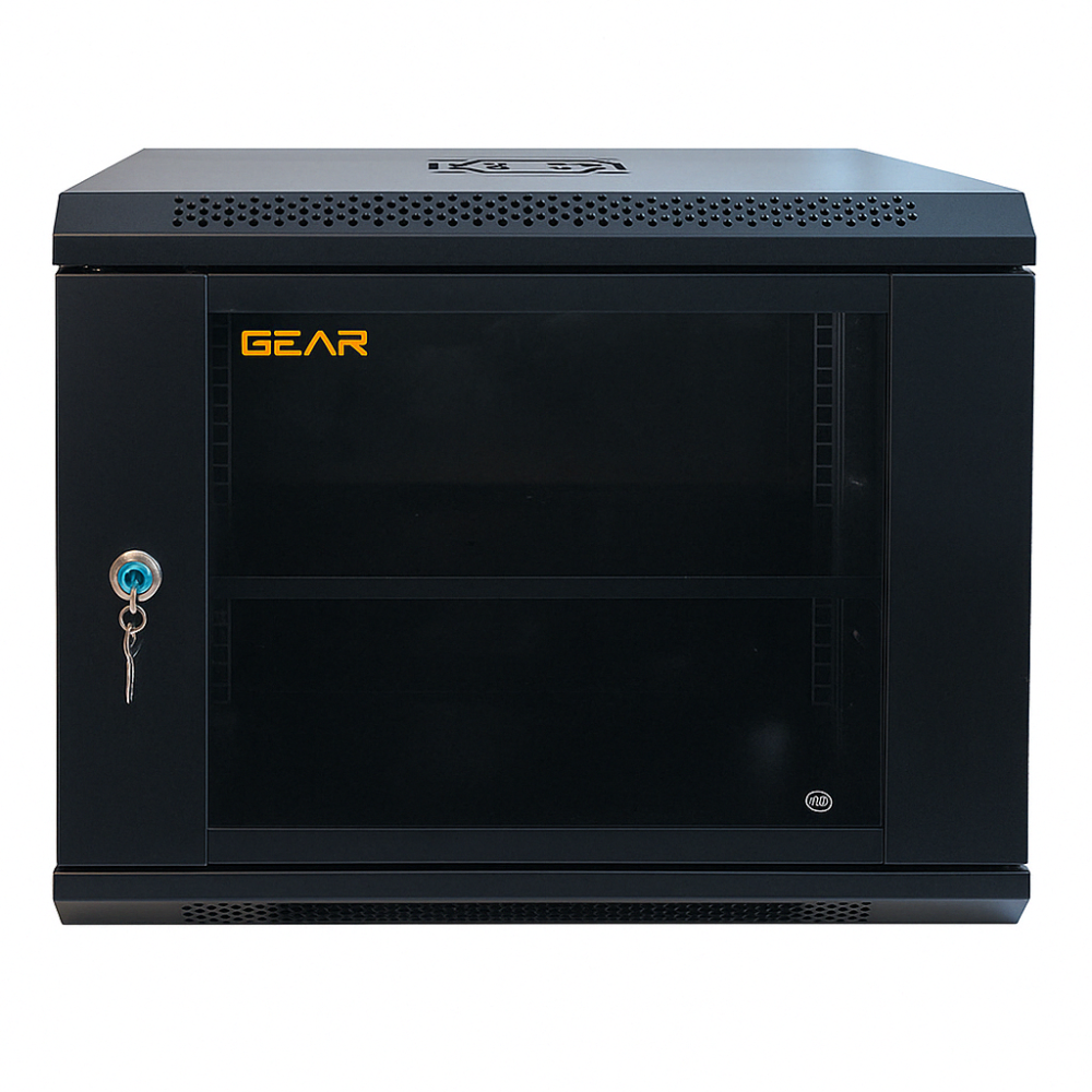 Шафа серверна настінна з полицею GEAR 9U 19'' 600x450x450 Чорна (GWMSN-9U-600-450) Київ - фото 1
