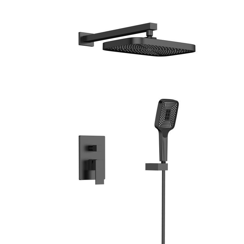 Душевая система Qtap Aquarius скрытого монтажа на два потребителя QTAQA64103NGB Black Matt, латунь Харьков - изображение 1