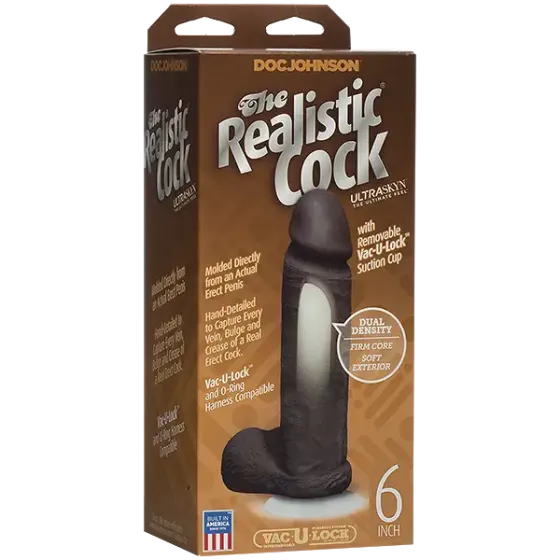 Фалоімітатор Doc Johnson The Realistic Cock 6 inch Black - ULTRASKYN, Vac-U-Lock, діаметр 4,3 см Львів