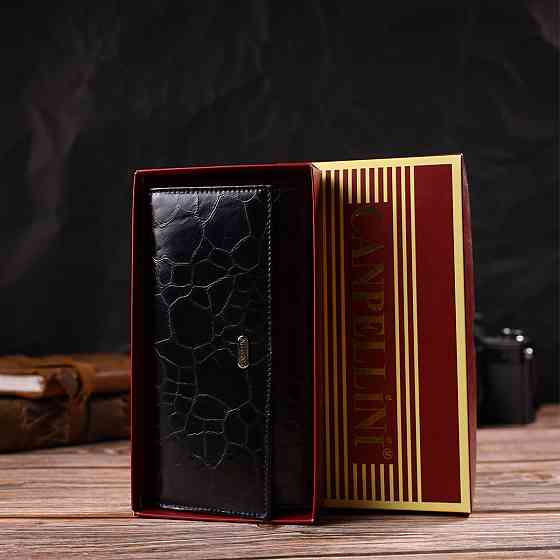 Незвичайний жіночий гаманець із натуральної фактурної шкіри CANPELLINI 21834 Чорний Київ