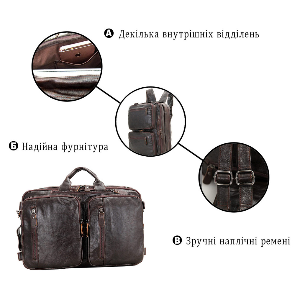 Сумка чоловіча трансформер Коричнева (Vintage) Київ - фото 8