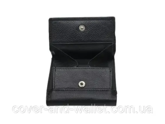 Черный маленький кошелек из натуральной кожи c большой монетницей ST Leather Киев