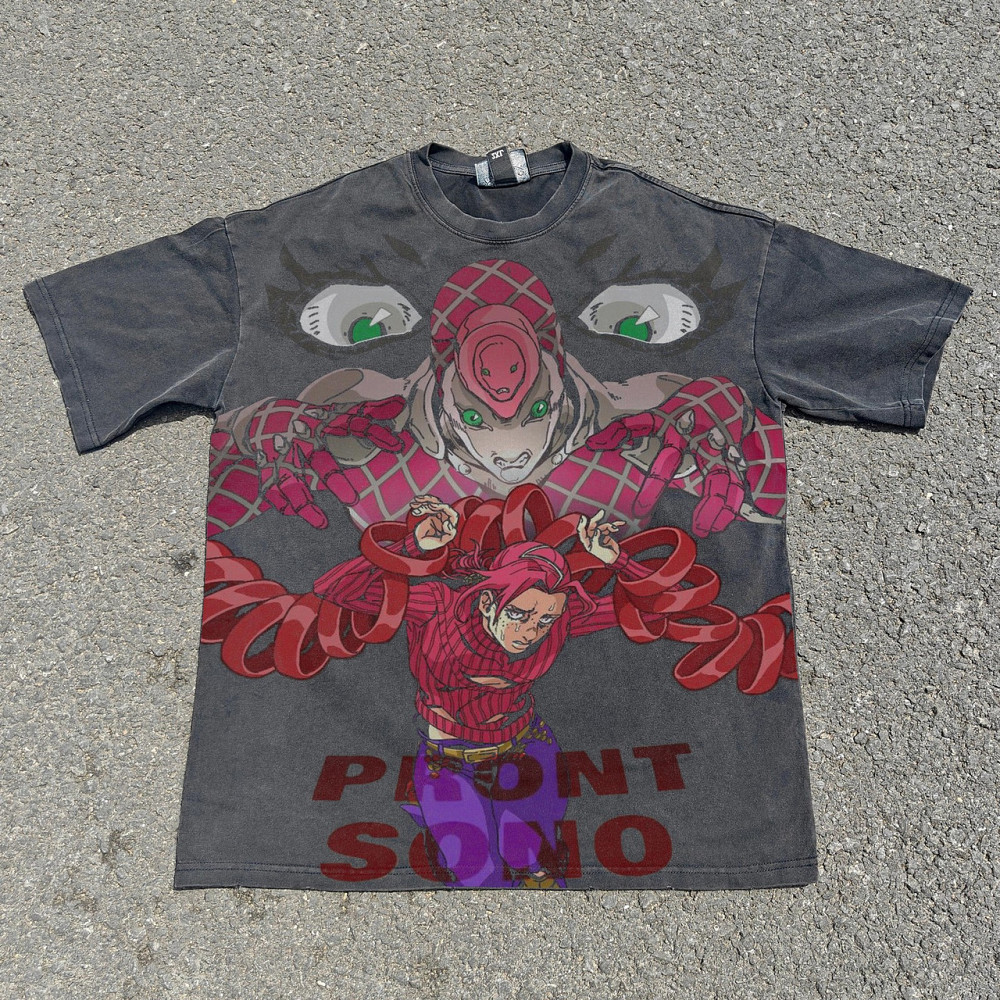 Футболка чоловіча з принтом аніме Аніме Джоджовінегар Доппіо Король оверсайз (S/M/L) Черний Дніпро - фото 6