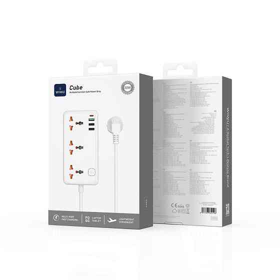 Сетевой удлинитель WIWU 30W Cube Multiple Function GaN Power Strip 1C3A+3 sockets Wi-S005 EU White Одесса