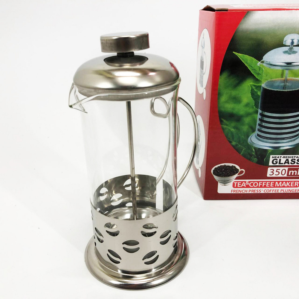 Заварной стеклянный чайник Unique UN-1151 0.35 л, Прес-заварник для чаю, Заварник стеклянный с прессом QD-80 Львов - изображение 1