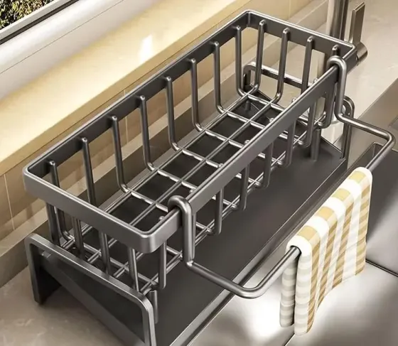 Органайзер для кухонной раковины, прочная полка для раковины, многофункциональный полка для хранения губок и кухонных принадлежностей SKLM-8 Коломия